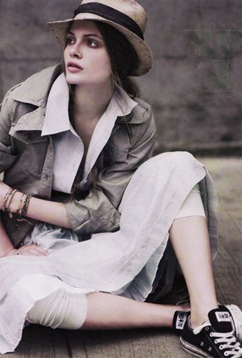 image of model in Panama hat