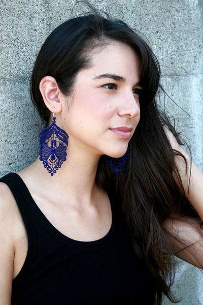 Leyna Lightman Buena Vista Lace Earrings in Purple image of Leyna Lightman Buena Vista Lace Earrings in Purple